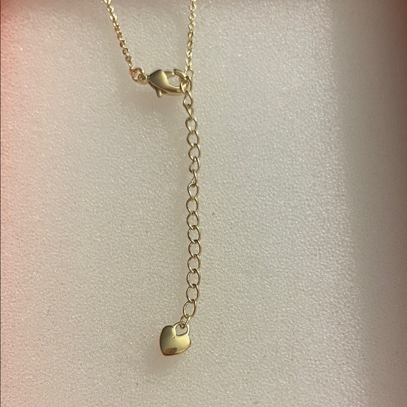 Radiant Gold & Rhinestone Teardrop Necklace(16” with 3” extension) - Picture 5 of 5